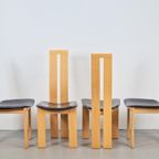 4 Vintage Beuken Leer Eetkamerstoelen Pietro Costantini Ello thumbnail 12