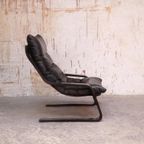 High-Back Scandianavian Lounge Chair / Fauteuil - Leder thumbnail 5