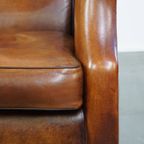In Correcte Staat Verkerende Tijdloze Schapenleren Fauteuil/armchair Met Prachtige Warme Kleuren thumbnail 8