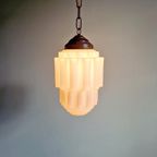 Art Deco-Hanglamp, Type Skyscraper, Wit Opaline thumbnail 10