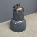 Grote Industriële Blauwgrijze Emaille Hanglamp thumbnail 14