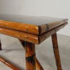 Rotan En Bamboe Salontafel Met Tegels, Tegeltafel, Jaren 50 thumbnail 11