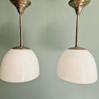 Art Deco Hanglamp In Wit Opaline (4 Stuks Beschikbaar) thumbnail 2