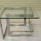 Vintage Chrome En Glas Bijzettafel Salontafel Sidetable thumbnail 19