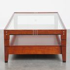 Prachtige Art Deco Salontafel Van Schuitema Uit De Decoforma Serie Met Een Glazen Blad En 4 Lades thumbnail 6