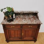 Vintage Frans Dressoir Commode, Ladekast Badkamermeubel Met Marmer Blad 209 thumbnail 3