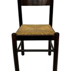 Set Van 4 Donkerbruine Houten Stoelen Jaren 70 Minimalist thumbnail 4