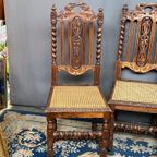 Set Van 4 Jachtstoelen. Eikenhout. thumbnail 4