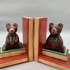 Vintage Set Boekensteunen Hout Beer Indonesië thumbnail 7