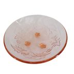 Vintage Klein Roze Persglas Schaal Met Bloemen Takjes, Jaren '50 thumbnail 3