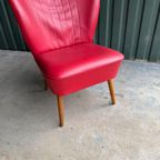 Vintage Cocktail Fauteuil In Rood Skai Leder thumbnail 4