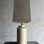 Architectural Table Lamps In Travertine And Brass Style Maison Jansen , 1970S thumbnail 9