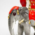 Vintage Hummel Goebel Parfumlamp Olifant Met Rode Zetel (gemerkt) thumbnail 3