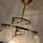 Vintage Capiz Schelpen Hanglamp Lamp Messing Frame thumbnail 2