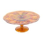 Art Deco Oranje Taartschotel Parelmoer Gebak Schaal Depression Glass thumbnail 2
