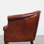 Zeer Mooie En Luxe Cognac-kleurige Rundleren Clubfauteuil In Engelse Stijl thumbnail 6