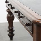 Grote, Unieke En Antieke Victoriaanse Engelse Eikenhouten Schrijftafel / Partner Desk thumbnail 15