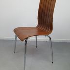 Set (2) Design Stoelen In Walnoot Fineer. Poten In Chroom. thumbnail 12