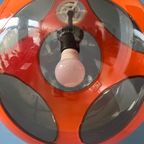 Mid Century Oranje 'Bug Eye' Massive Hanglamp / Space Age Light Fixture Door Luigi Colani thumbnail 10