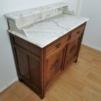 Vintage Antiek Dressoir Commode Ladekast Badkamerkastje Met Marmer Blad 101 thumbnail 12