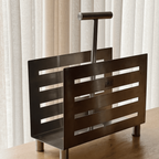 Vintage Brushed Stainless Steel Magazine Rack thumbnail 5