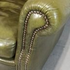 Vintage Leren Oorfauteuil, Groen thumbnail 11