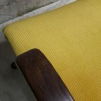 Vintage Fauteuil Jaren 50 Gele Stoel Gele Ribstof Herbekleed thumbnail 10