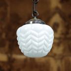 Antieke Art Deco Opaline Hanglamp thumbnail 2