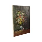 Kleurrijk Bloemen Stilleven Amateur Schilderij Gesigneerd 40cm thumbnail 8