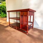 Vintage Koraalrode Sidetable Lyda Levi Voor Mcguire thumbnail 8