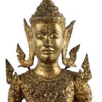 Grote Antieke Bronzen Boeddha 24 Karaat Goud 19De Eeuw Thailand thumbnail 11