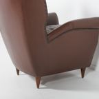 Pair Of Italian Wingback Lounge Armchairs Model 512 By Gio Ponti, 1950’s thumbnail 9