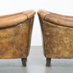 Karaktervolle Set Van 2 Stoere Vintage Schapenleren Clubfauteuils Met Een Prachtig Patina thumbnail 14