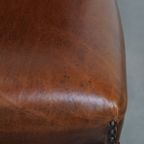 Set Van 6 Nette Eetkamerstoelen Gemaakt Van Schapenleer In Een Warme Cognac Kleur thumbnail 5