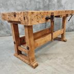 Antieke Werkbank Sidetable Keukeneiland Balie Beuken thumbnail 8