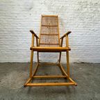 Vintage Design Schommelstoel Hout, Rotan - Hellerau thumbnail 2