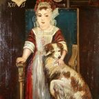 Olieverf Op Paneel, Willem H.A. Teeling - Johanna Schuyt Als Kind Met Hond thumbnail 5