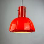 Red Glass Flower Shaped Pendant Light From Glashütte Limburg, 1970 thumbnail 3