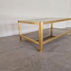 Hollywood Regency Salontafel Goud Gerookt Glas thumbnail 3