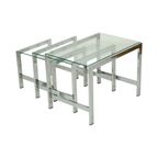 Space Age Nesttafels Chroom Helder Glas Sixties Design Bijzettafel thumbnail 8
