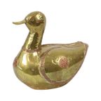 Vintage Decoratief Eenden Beeld Gehamerd Koper Messing Hout thumbnail 3