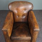 Antieke Schapenleren Fauteuil, Vol Patina thumbnail 8