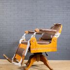 Art Deco Oak And Leather Barber Chair. thumbnail 4