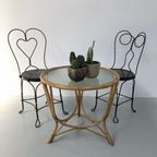 Rotan , Bamboe Salontafel Met Ronde Glasplaat thumbnail 3