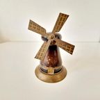 Antieke Spaarpot Molen Koper En Hout thumbnail 2