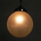 Art Deco Hanglamp Met Ronde Bol Met Geometrische Patronen, Jaren 30 thumbnail 13