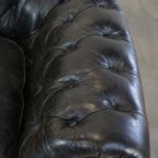 Zwarte Ruime Rundleren Chesterfield Fauteuil thumbnail 9