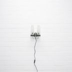 Chromen Vintage Wandlamp Glas & Hout thumbnail 2
