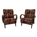 Set Of 30'S Lounge Chairs By J.Halabala H-237 Upholstered Red/Brown thumbnail 2