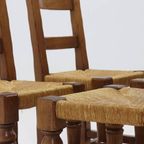 Set Of 4 French Oak And Rush Ladder Back Dining Chairs 1950S thumbnail 10